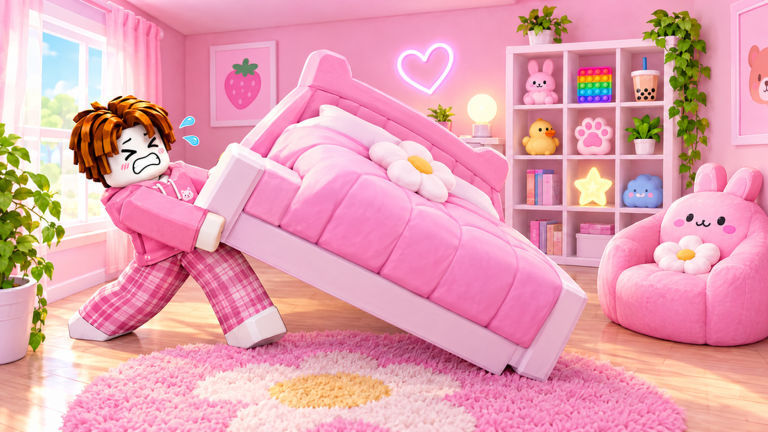 My ASMR House gameplay screenshot showing the cozy ASMR house and pastel daytime atmosphere